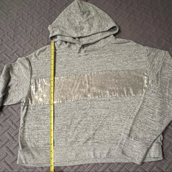 Heather Grey & Silver Sequins Hoodie - Picture 4 of 5